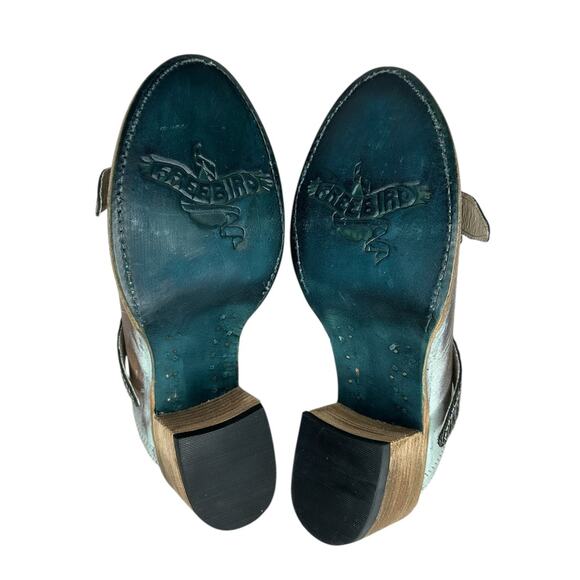 NWOB Freebird Steven Caprice Slip On Heeled Sandals Leather Big Buckle Size 11 - Picture 10 of 10